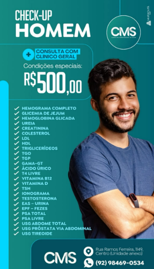 Check-up Homem — R$ 500,00